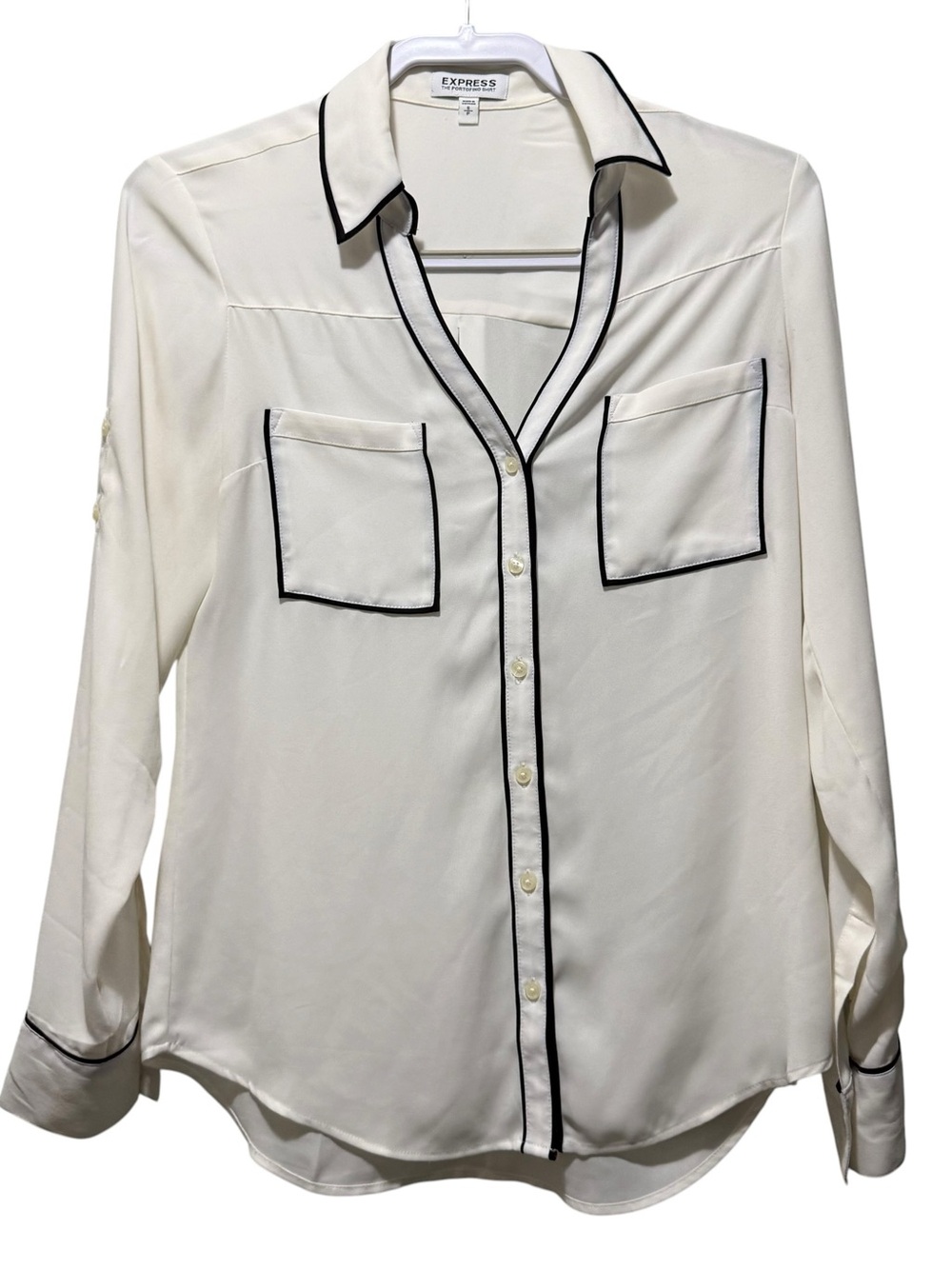 Express white Button-Down Shirt with Black Piping portofino